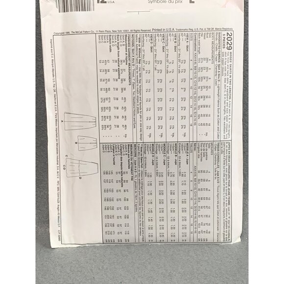 McCalls 2029 Womens 2-Hour Skirt Sewing Pattern Size 4-6-8 - Picture 2 of 2